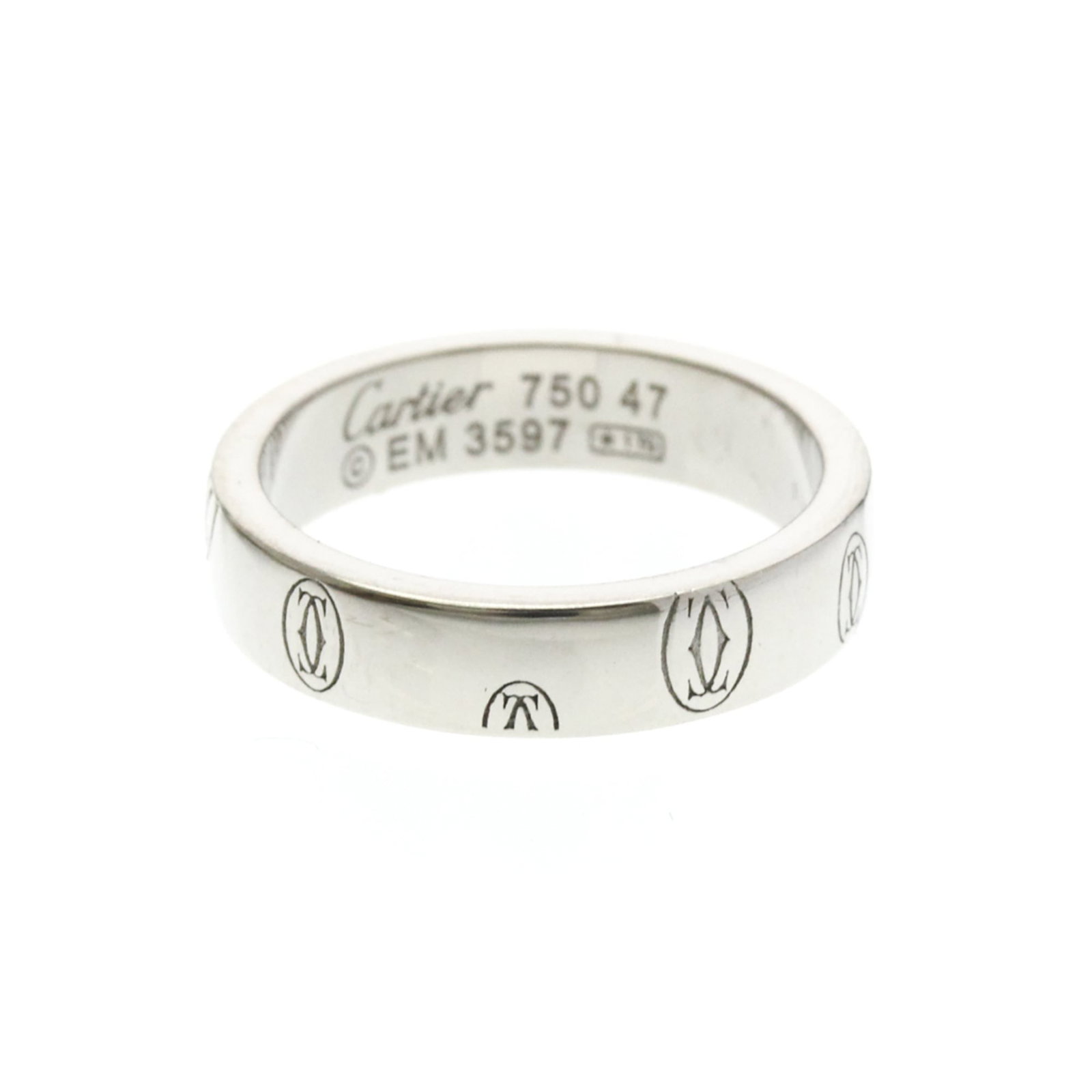 Gold White Ring Cartier Band: Gold White Ring Cartier Band Cartier's iconic band ring style, the Happy Birthday, shines in its elegant white gold (18K) design. This slender 4.3mm wide band features a sophisticated silver finish