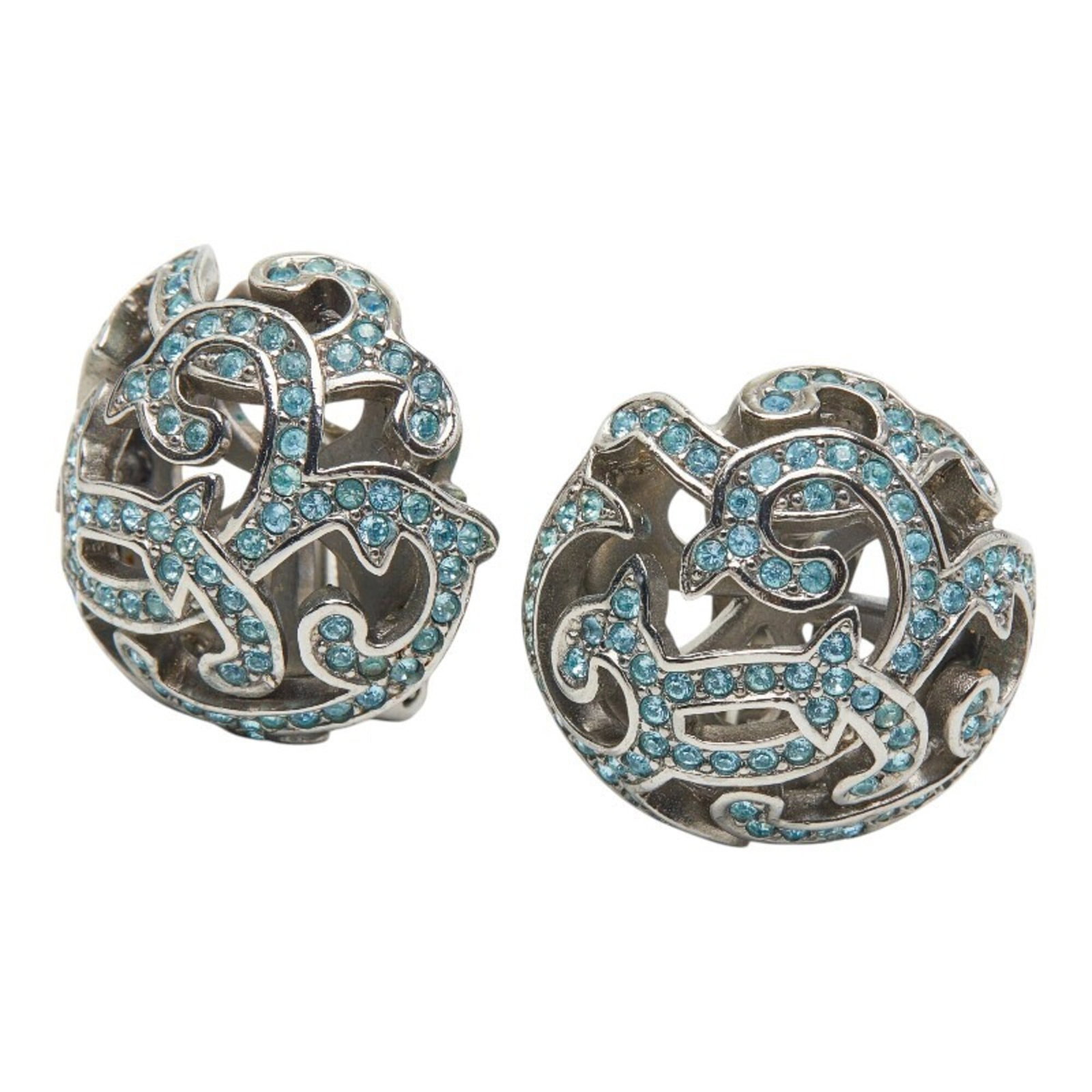 Christian Dior Clip Earrings Rhinestone: Christian Dior Clip Earrings Rhinestone Christian Dior Clip Earrings Rhinestone are made from high-quality rhinestones in blue and silver, featuring a sleek design that adds a touch of elegance to