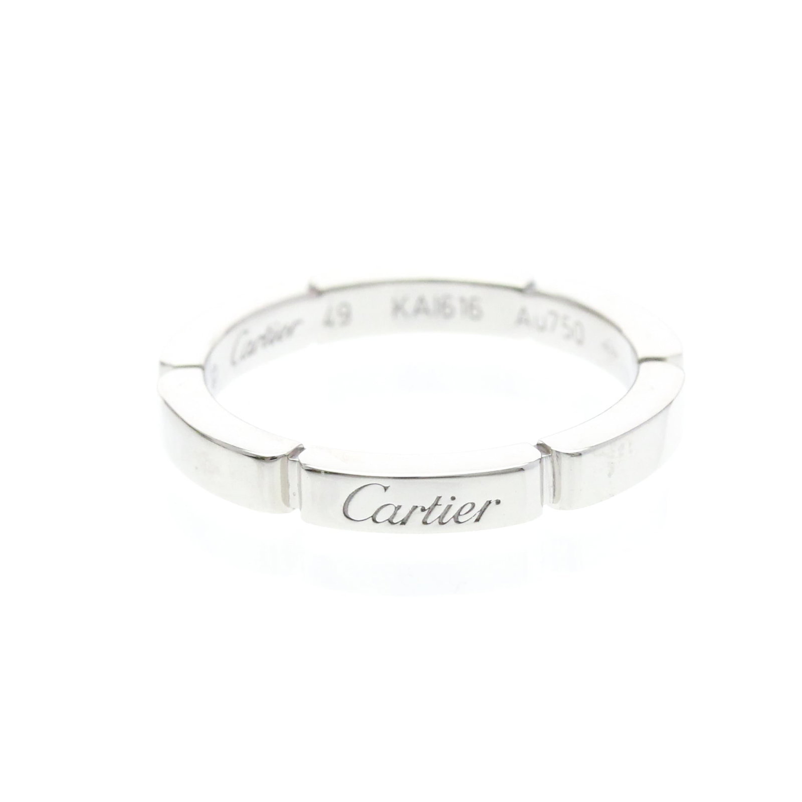 Gold White Ring Cartier Band: Gold White Ring Cartier Band Cartier's Maillon Panthre band ring boasts sleek, silver white gold construction with a slender 2.5mm width, making it a stylish addition to any outfit. This 18K white