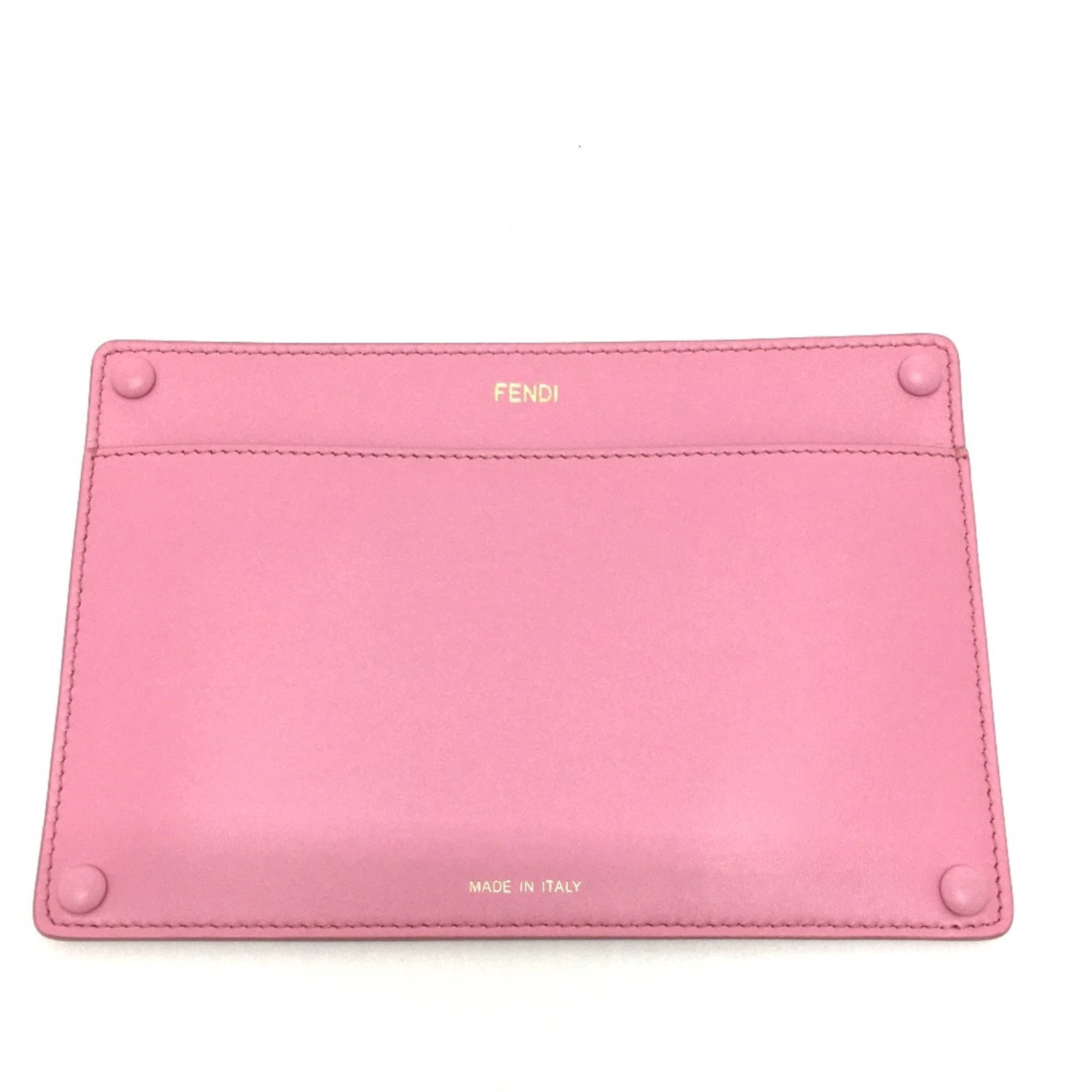 Fendi Pouch Leather: Fendi Pouch Leather Pink Fendi Pouch Leather, measuring W21cmxH14cmxD0.3cm/W8.3xH5.5xD0.1inch, features a signature from the artist. Made from high-quality leather, this pouch boasts a striking pink c
