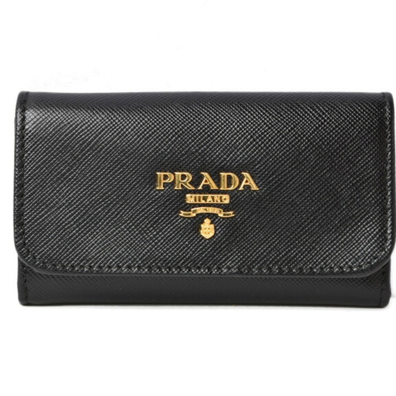 Keycase Leather by Prada: Keycase Leather by Prada Keycase Leather by Prada - A sleek and sophisticated accessory, this black leather keycase features a compact design with precise measurements. It comes in its original box wi