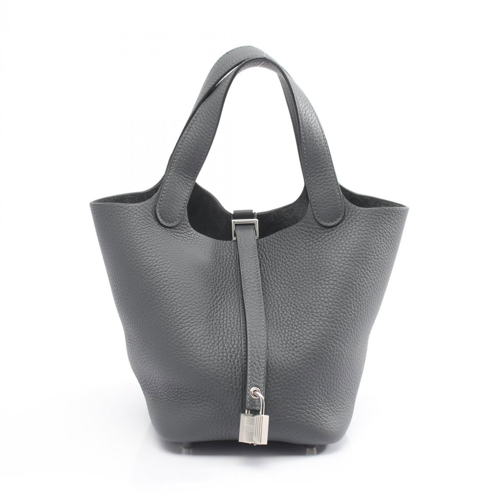 Hermes Handbag Taurillon Clemence Leather: Hermes Handbag Taurillon Clemence Leather Taurillon Clemence leather, a signature material from Herm?s, adorns this elegant handbag. With its understated gray color and refined dimensions, it exudes c