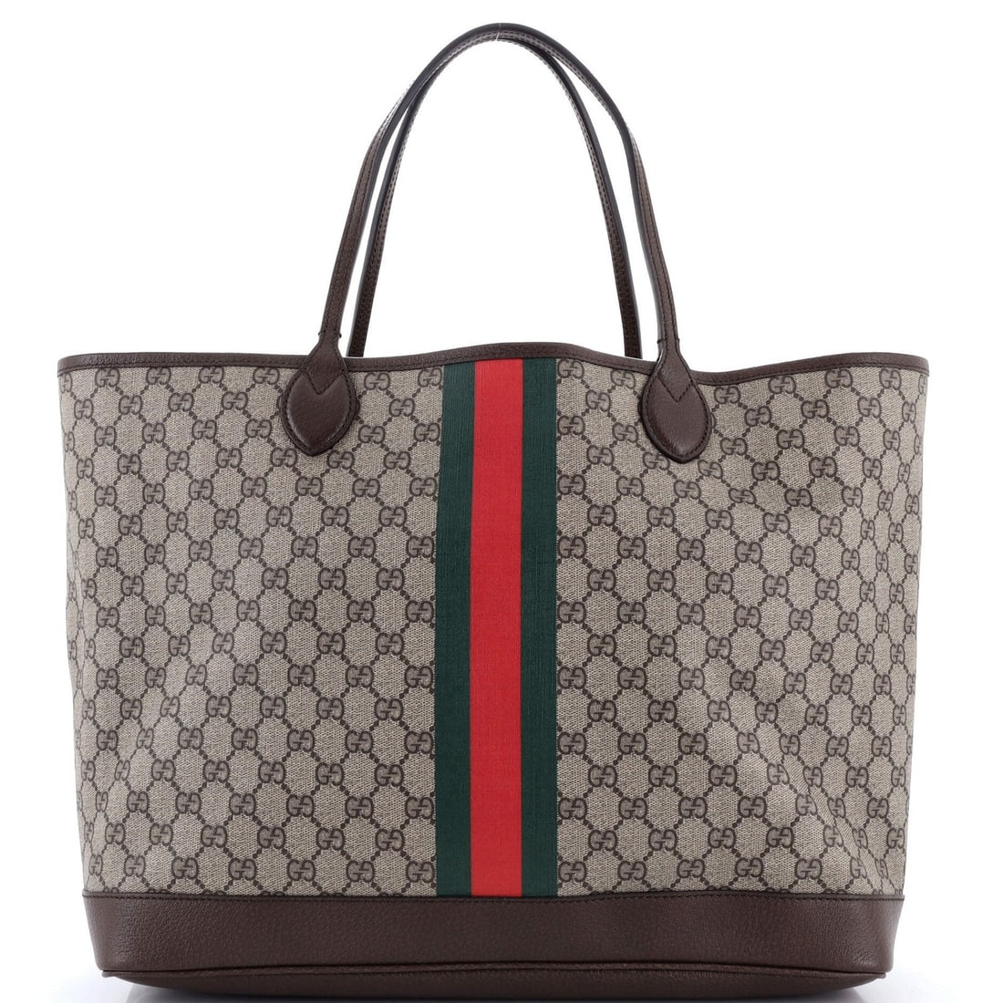 Gucci Ophidia Open Shopping Tote Large GG Coated Canvas: Gucci Ophidia Open Shopping Tote Large GG Coated Canvas Large Gucci Ophidia Open Shopping Tote in Brown Canvas Coated GG. This spacious tote boasts a classic design with heavy corner wear, scuffs,