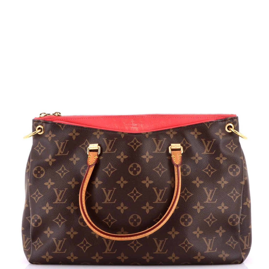 Canvas Monogram Leather Louis Vuitton Pallas Tote: Canvas Monogram Leather Louis Vuitton Pallas Tote Canvas Monogram Leather Louis Vuitton Pallas Tote in Pink. This iconic shoulder bag features a canvas exterior with leather trim, a classic design