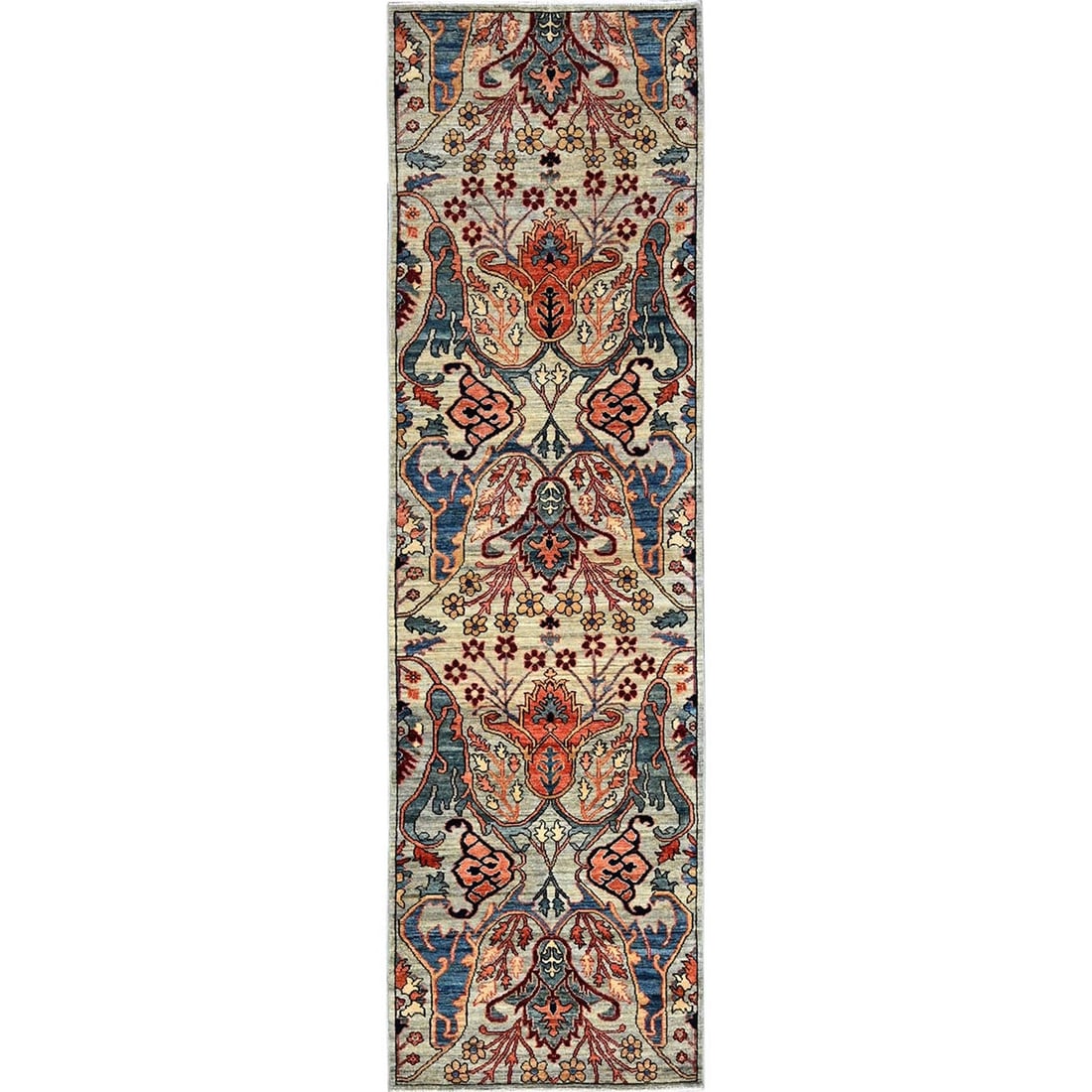 2'9"x9'10" Oyster Gray Bijar Garus Design All Wool Hand Knotted Runner Rug (1 of 7)