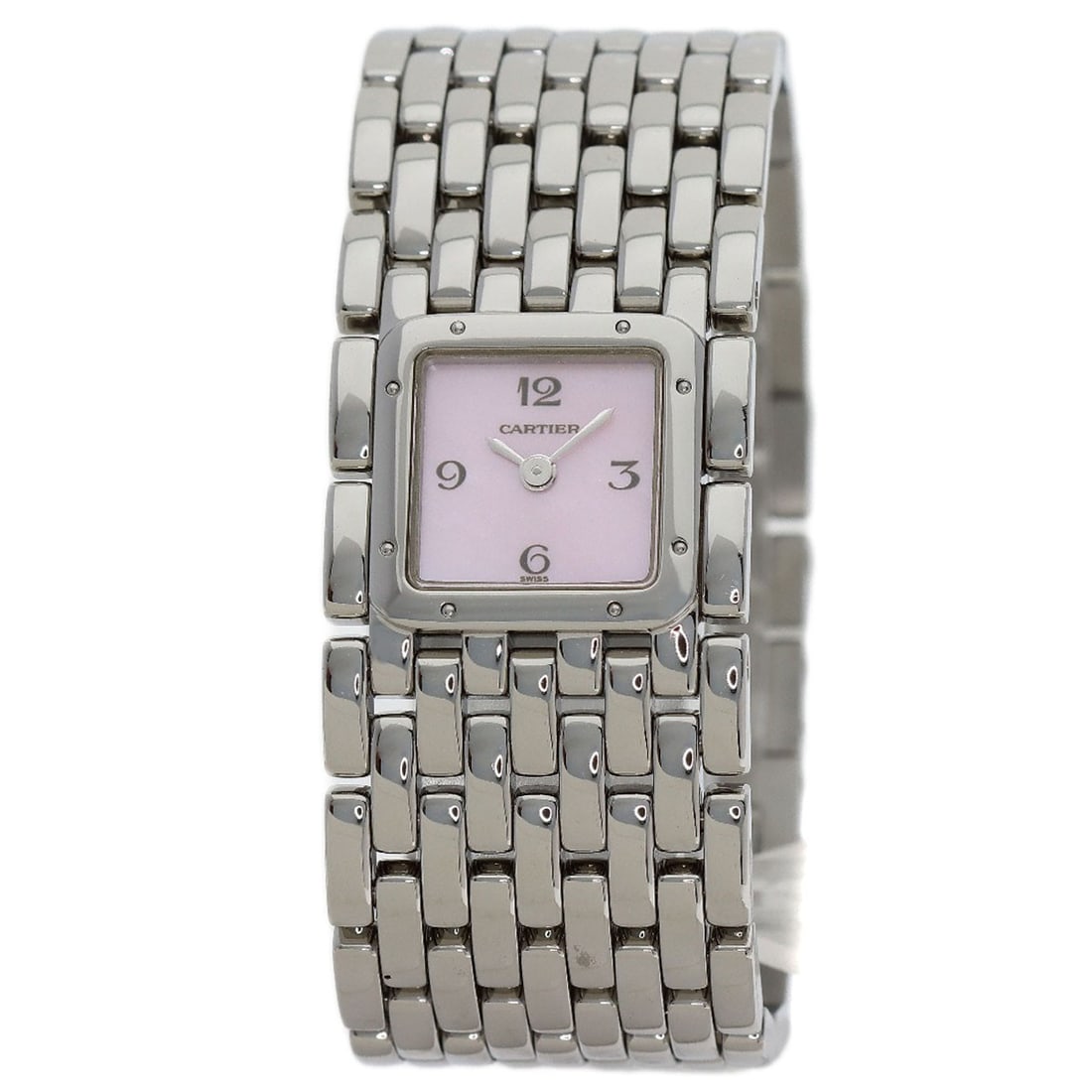 Cartier Panthere Ryuban Watches W61003T9 Stainless Steel/ Stainless Steel: Cartier Panthere Ryuban Watches W61003T9 Stainless Steel/ Stainless Steel The Cartier Panthere Ryuban Watch boasts an elegant silver stainless steel case and bezel, complemented by a pink shell dial. 