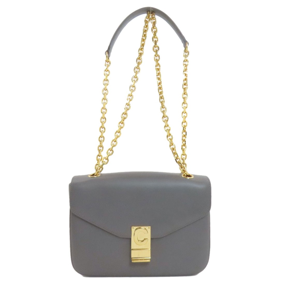 Calf shoulder bag medium Sa celine: Calf shoulder bag medium Sa celine Gray Calf shoulder bag from CELINE, medium size. Made with calf exterior material, this style features a classic design. The bag's neutral gray color provides a vers