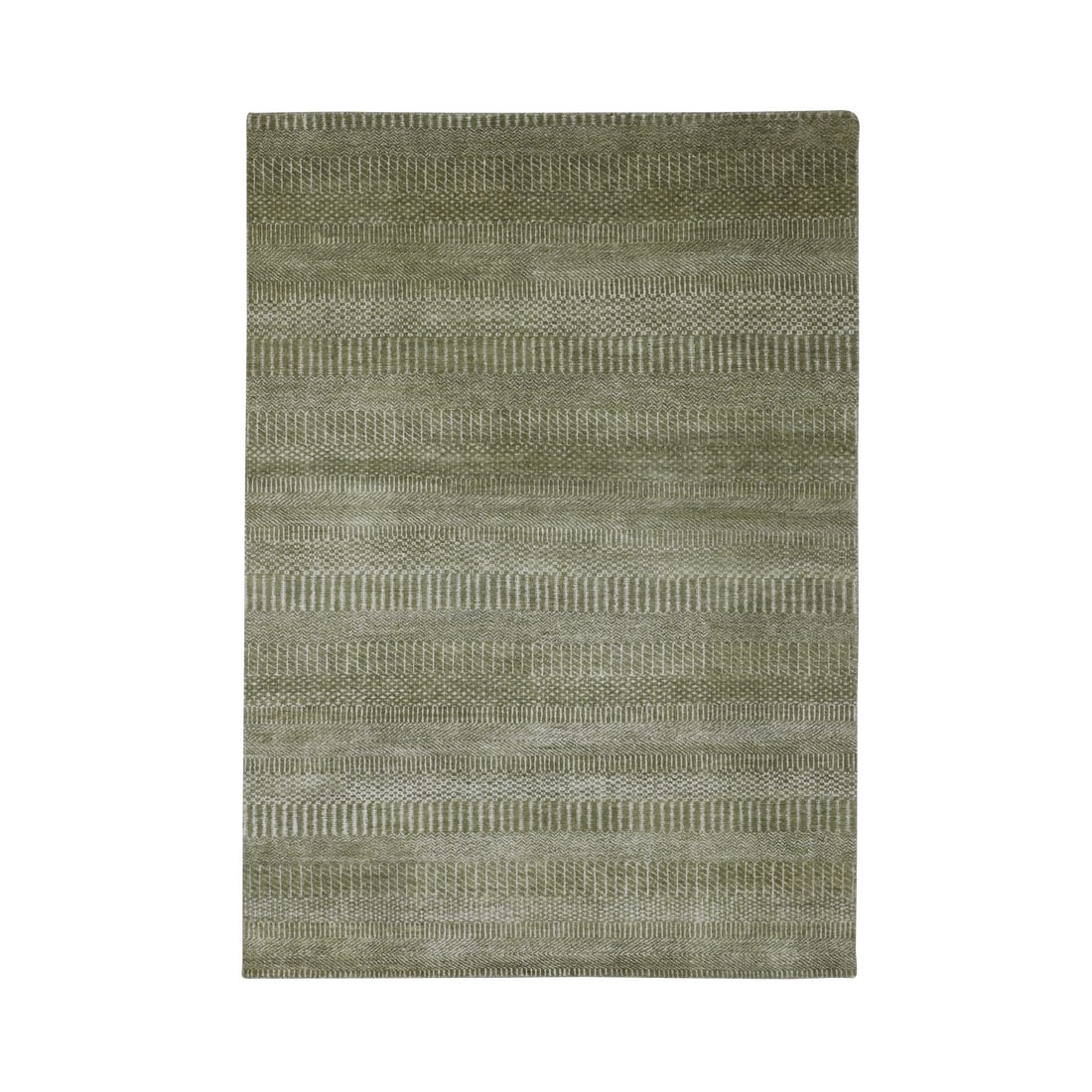 4'9"x6'9" Brown Grass Design Hand Knotted Wool and Silk Denser Weave Rug: 4'9"x6'9" Brown Grass Design Hand Knotted Wool and Silk Denser Weave Rug This unique, hand-knotted rug boasts an impressive density weave and striking brown color, evoking the elegance of Oriental
