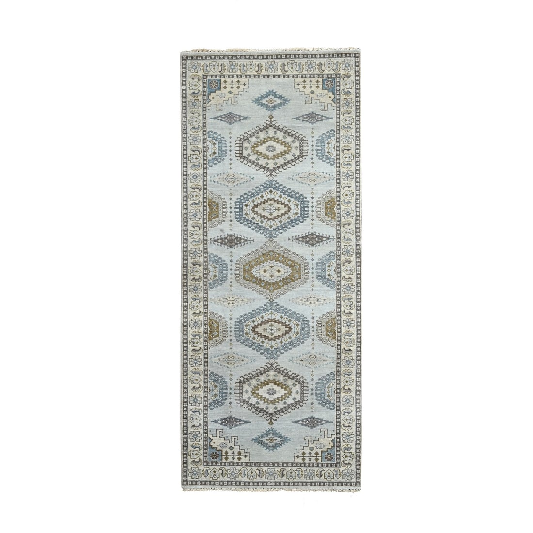 4'x10'1" Rhino Gray Wool Farsian Village Hand Knotted Wide Runner Rug (1 of 8)