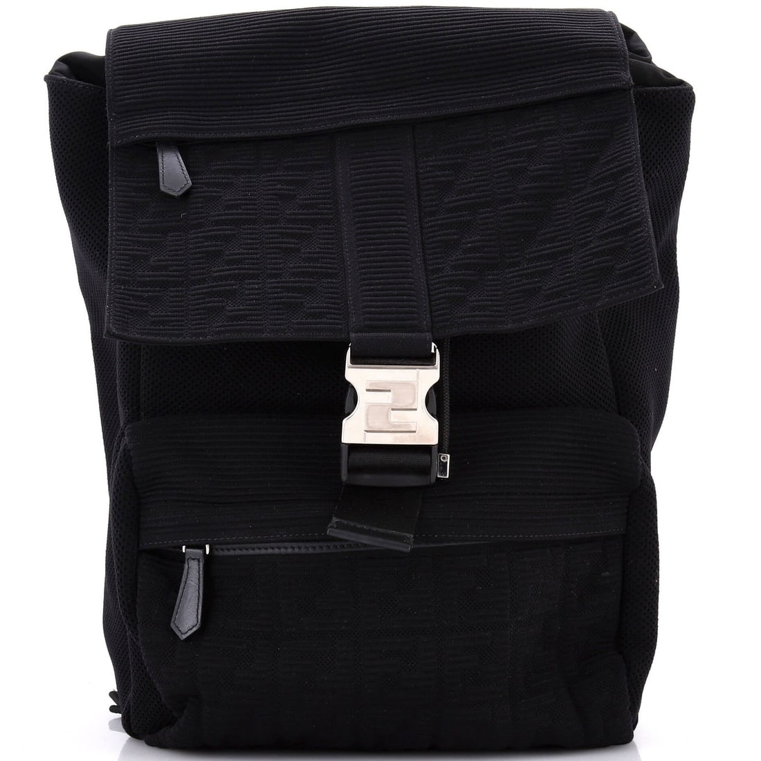 Fendi Fendiness Jacquard Medium Mesh Backpack Zucca: Fendi Fendiness Jacquard Medium Mesh Backpack Zucca The Fendi Fendiness Jacquard Medium Mesh Backpack Zucca boasts a sleek, all-black design with intricate Jacquard and mesh details. This