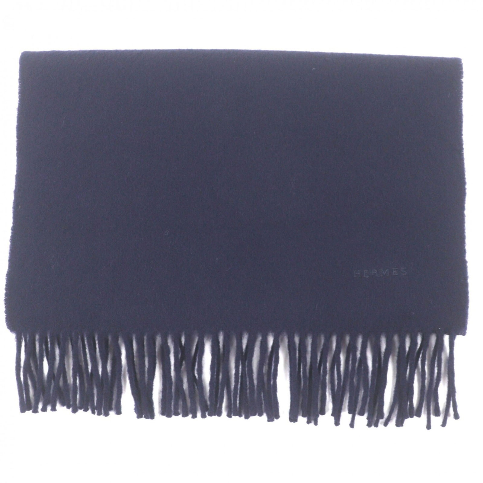 Hermes Stole Cashmere 100%: Hermes Stole Cashmere 100% Navy blue Hermes stole made from 100% cashmere, measuring 60.62'' x 15.35''. This luxurious stole features a classic design and high-quality materials, perfect for adding a 