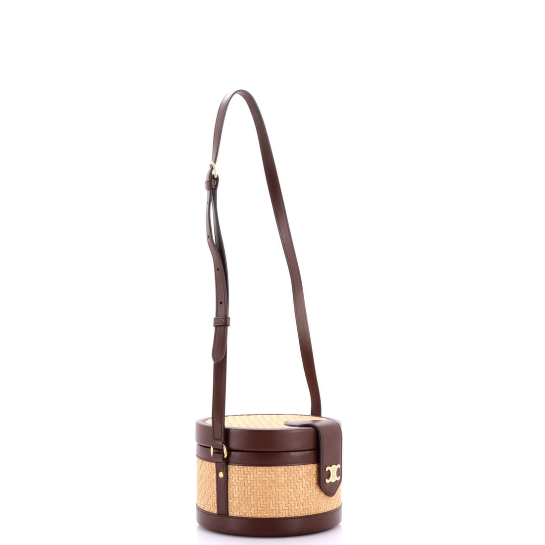 Celine Tambour Bag Triomphe Raffia and Leather Medium - 2