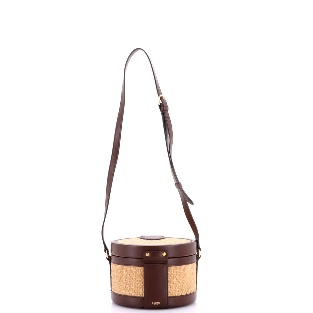 Celine Tambour Bag Triomphe Raffia and Leather Medium - 3