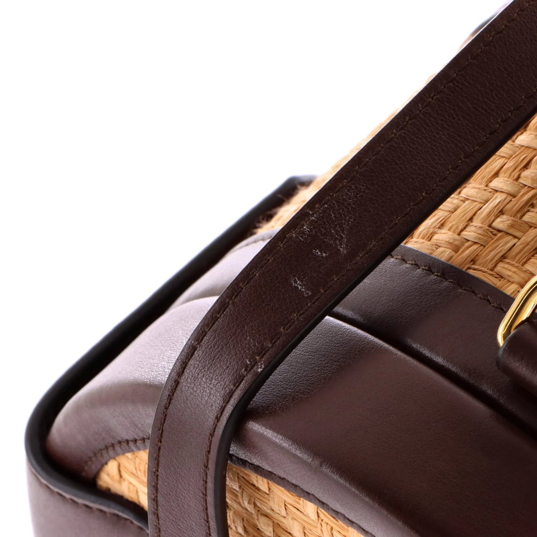 Celine Tambour Bag Triomphe Raffia and Leather Medium - 6