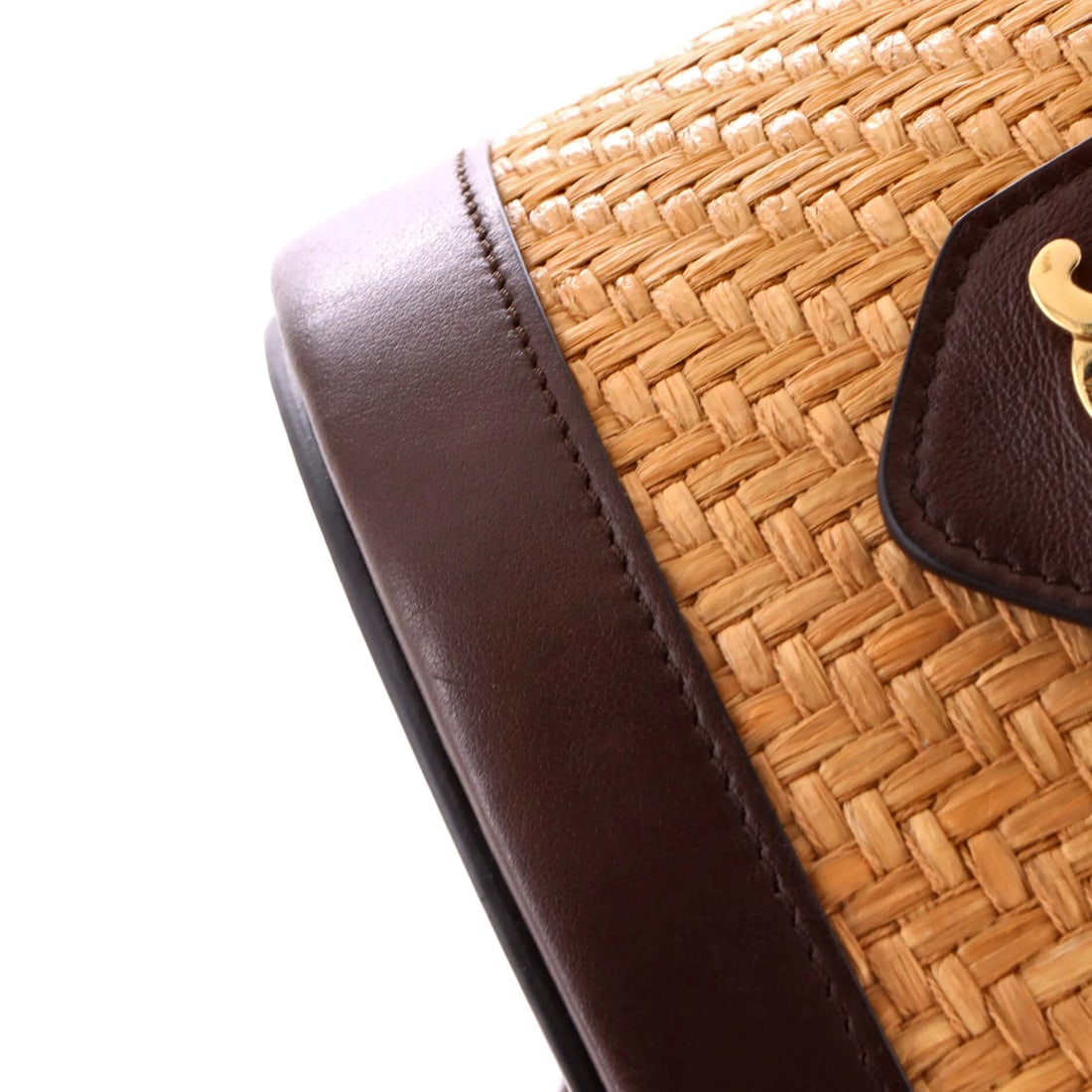 Celine Tambour Bag Triomphe Raffia and Leather Medium - 7