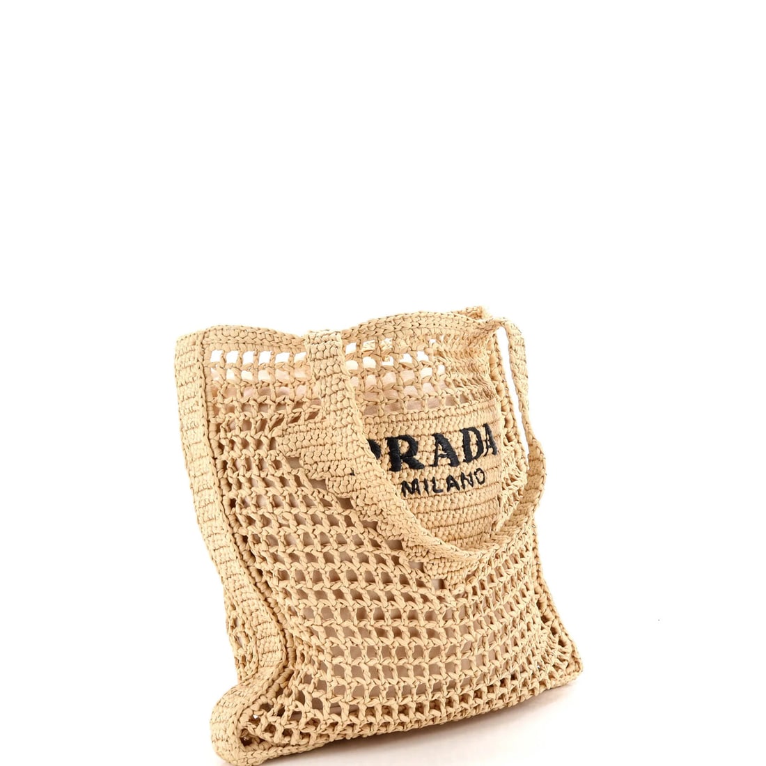 Logo Open Prada Tote Raffia Triangle - 2