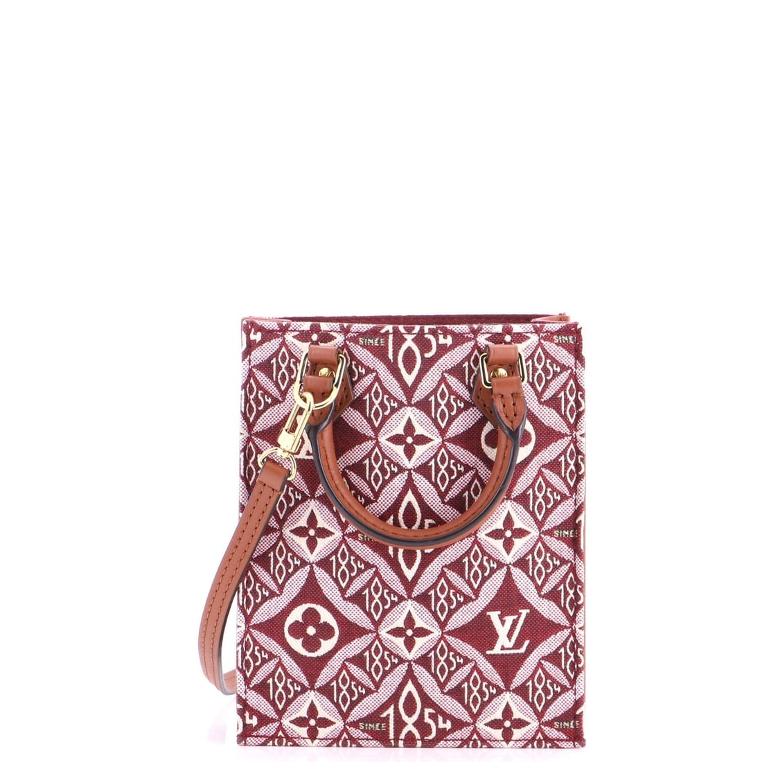 Louis Vuitton Petit Sac Plat Bag Limited Edition Since 1854 Monogram Jacquard: Louis Vuitton Petit Sac Plat Bag Limited Edition Since 1854 Monogram Jacquard The Louis Vuitton Petit Sac Plat Bag Limited Edition Since 1854 Monogram Jacquard boasts a striking red exterior, adorned
