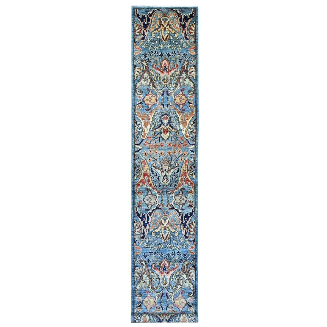 2'8"x16' Blue Bijar Garus Design Wool Hand Knotted Runner Oriental Rug: 2'8"x16' Blue Bijar Garus Design Wool Hand Knotted Runner Oriental Rug This stunning blue Bijar Garus design wool hand knotted runner features an all-over geometric pattern in a rich, vibrant hue.