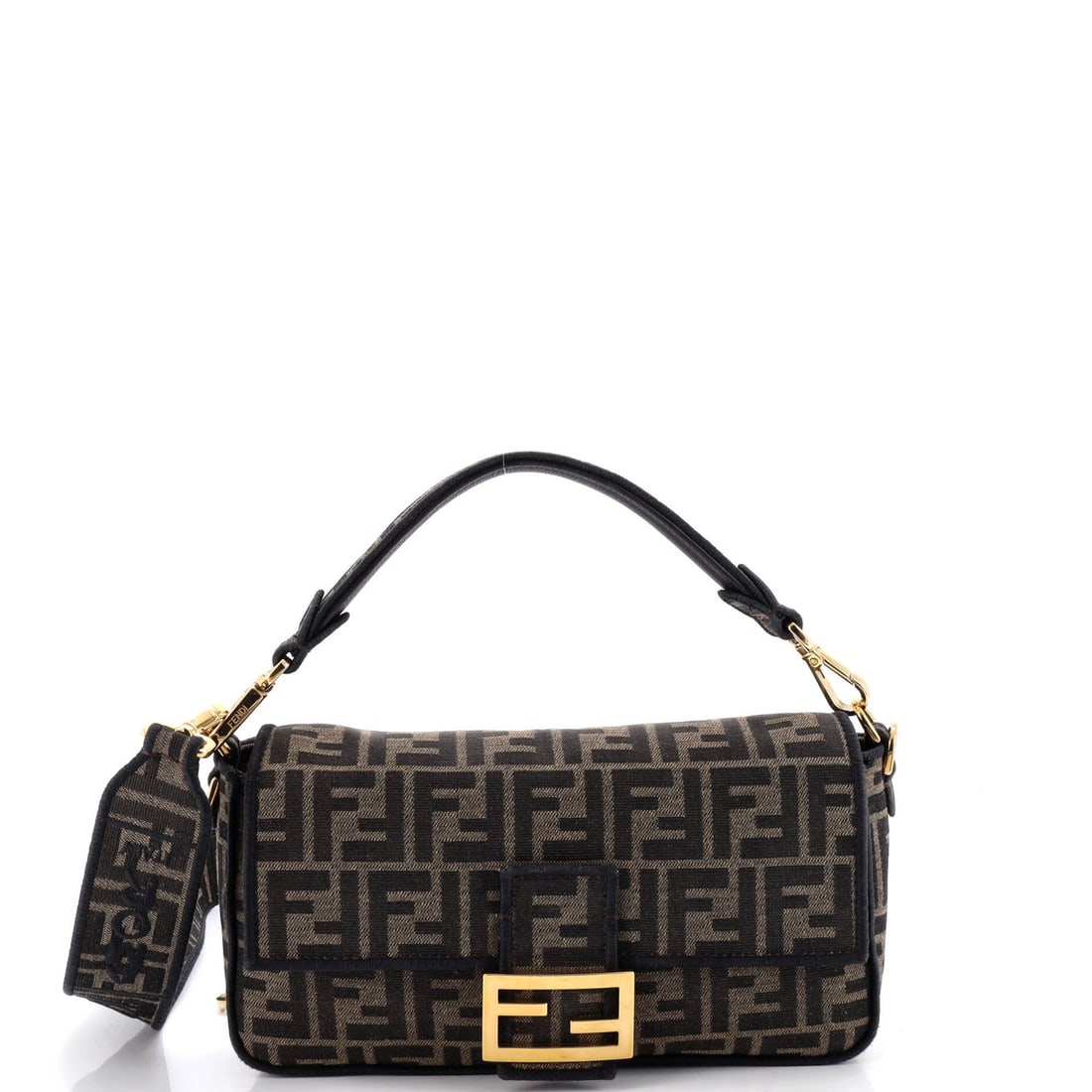 Fendi medium canvas zucca bag baguette nm: Fendi medium canvas zucca bag baguette nm Fendi's medium canvas Zucca bag features a timeless brown color and classic design, with a shoulder strap for added versatility. Measuring 6" tall and 10"