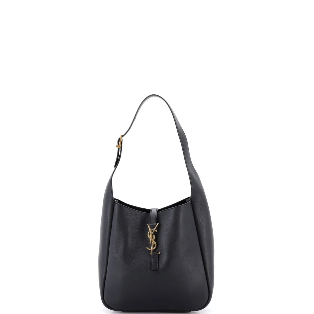 Hobo Leather Small Saint Laurent Supple Le 5 A 7: Hobo Leather Small Saint Laurent Supple Le 5 A 7 Small Saint Laurent Supple Le 5 A 7 Hobo Leather Bag in Black. This small hobo leather bag features scuffs, edge wear, and minor creases on the