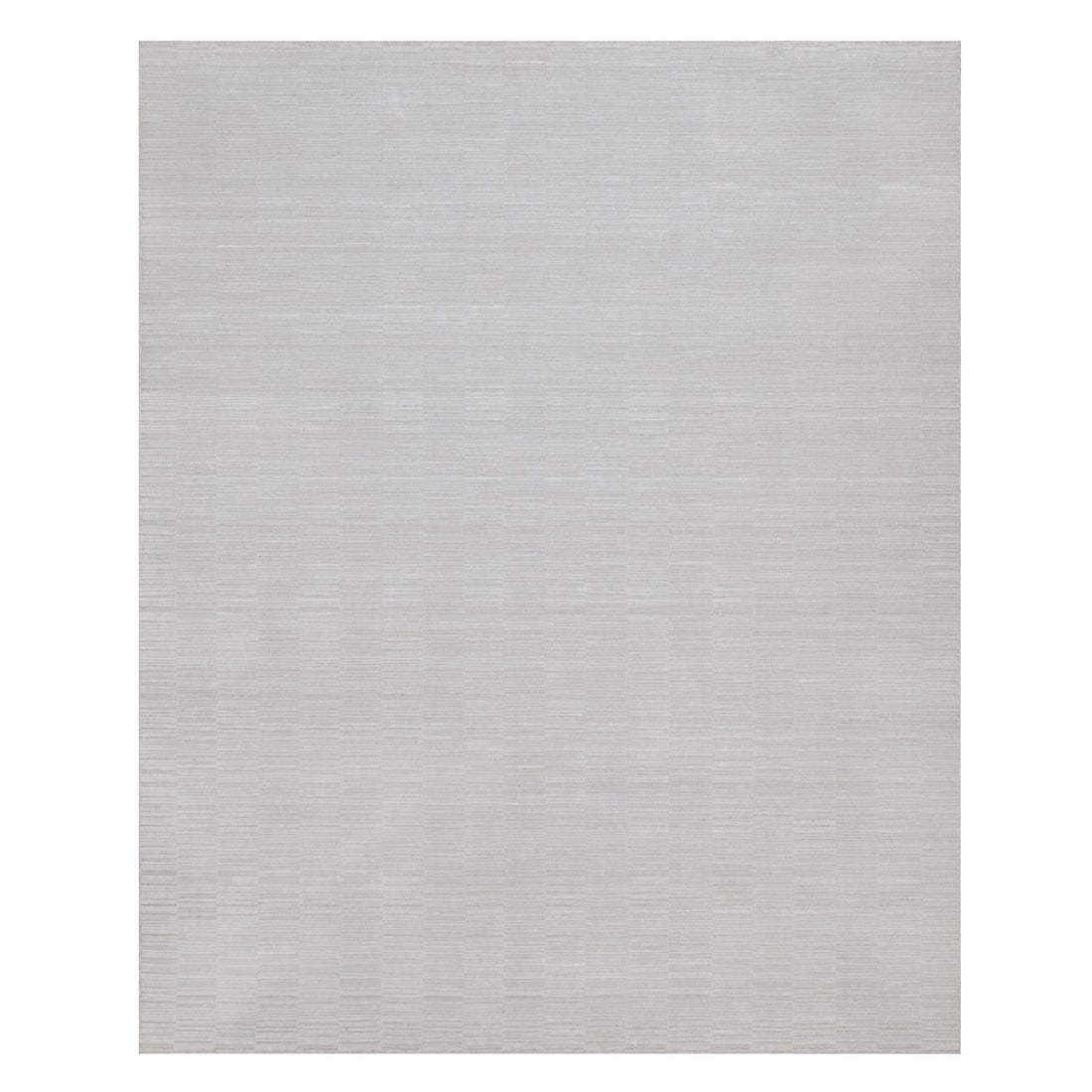 8'2"x10'1" Ivory Hand Loomed Plain Modern Striae Design Soft Wool Rug: 8'2"x10'1" Ivory Hand Loomed Plain Modern Striae Design Soft Wool Rug The Ivory Hand Loomed Plain Modern Striae Design Soft Wool Rug boasts a striking ivory color and modern striae design, perfectly