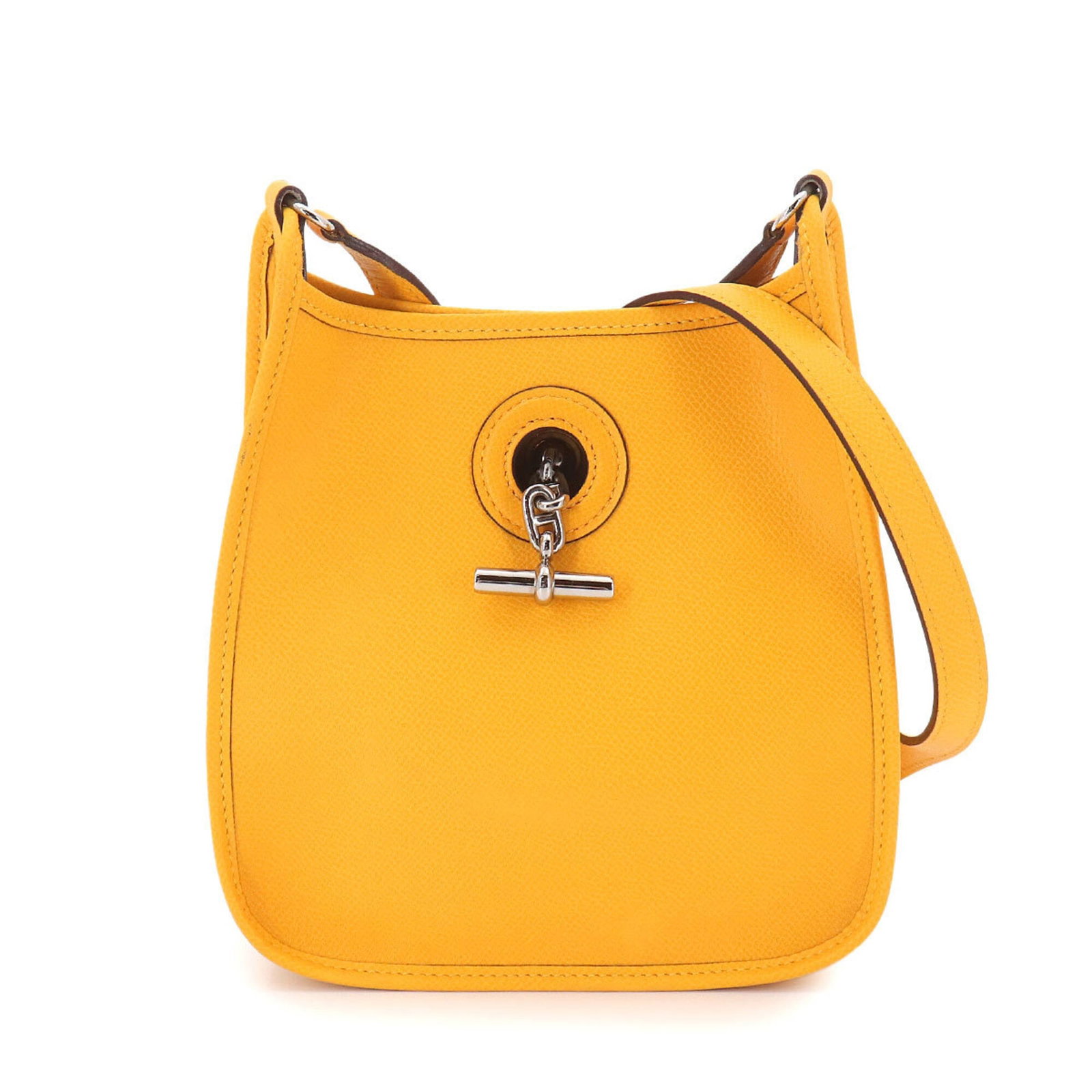 Epsom Leather Hermes Bag Shoulder: Epsom Leather Hermes Bag Shoulder Epsom Leather Epsom leather construction provides durability and a luxurious feel. The Jaune color adds a touch of elegance to this shoulder bag, while its compact