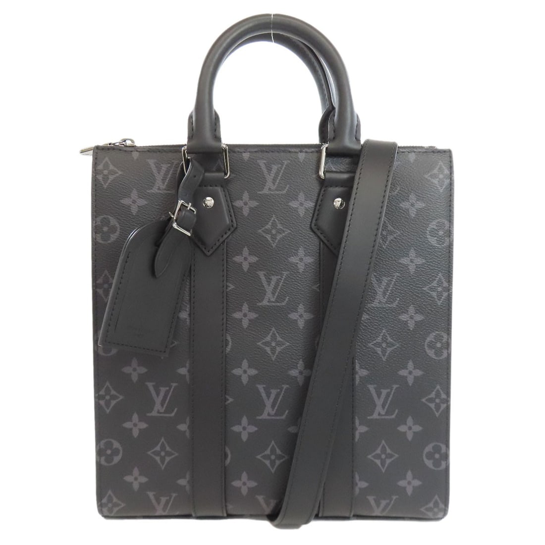 Louis Vuitton M46456 Sac Plat Cloth Shoulder Bag Monogram Eclipse: Louis Vuitton M46456 Sac Plat Cloth Shoulder Bag Monogram Eclipse Gray Monogram Eclipse Louis Vuitton M46456 Sac Plat Cloth Shoulder Bag. This shoulder bag features the iconic Monogram Eclipse pattern