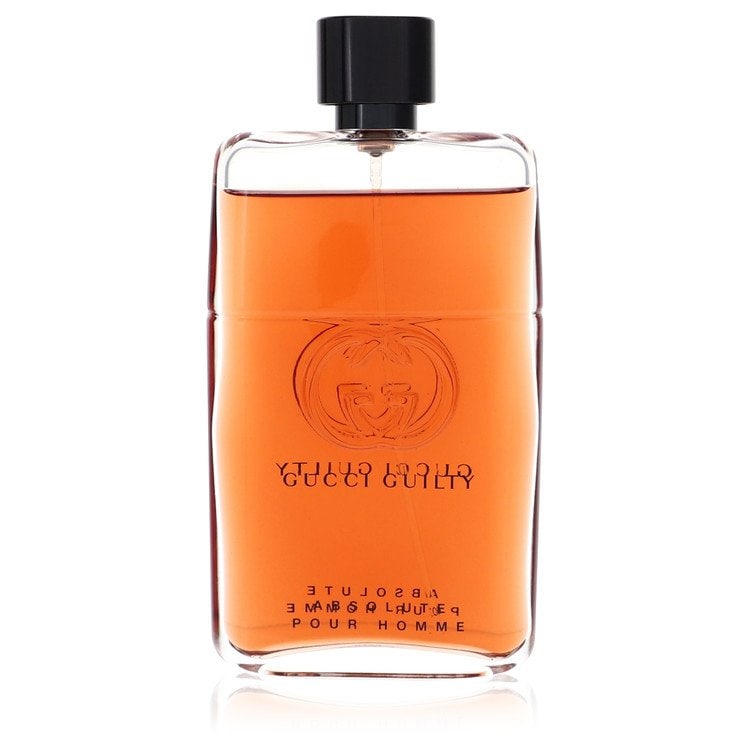 Gucci Guilty Absolute by Gucci Eau De Parfum Spray (unboxed) 3 oz: Gucci Guilty Absolute by Gucci Eau De Parfum Spray (unboxed) 3 oz Gucci Guilty Absolute by Gucci Eau De Parfum Spray, a warm and leathery scent for men, was created in collaboration with perfumer