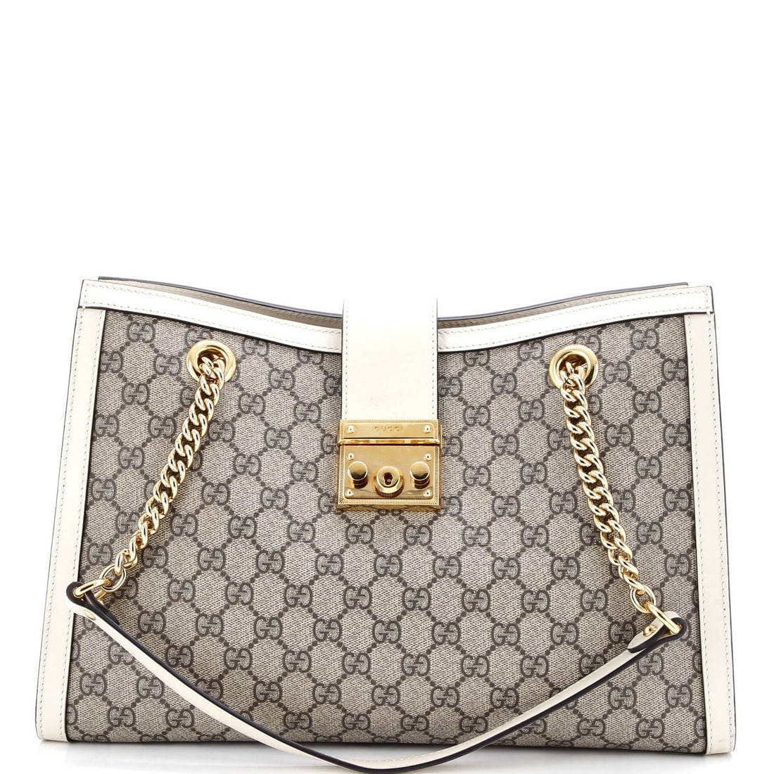 Gucci medium leather coated canvas GG padlock chain tote (1 of 6)