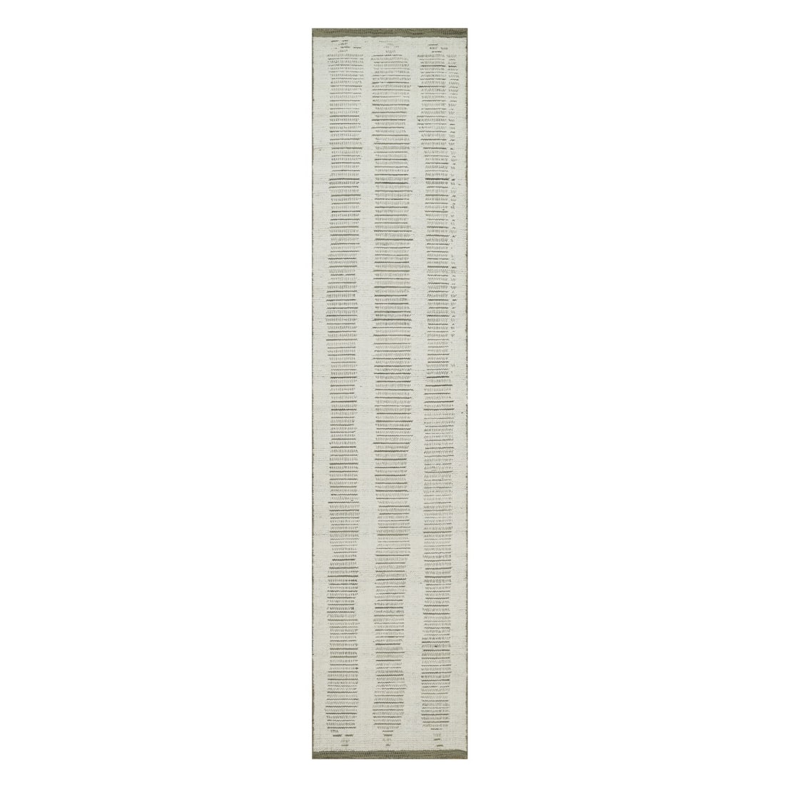 Flat weave ivory runner rug natural wool pile hand woven 2'6"x11'10: Flat weave ivory runner rug natural wool pile hand woven 2'6"x11'10 Hand-woven in natural wool, this modern flat weave ivory runner rug boasts a clean and geometric design, perfect for adding a touch