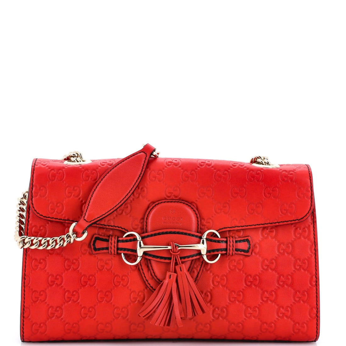 Chain flap bag Gucci medium leather Guccissima bag: Chain flap bag Gucci medium leather Guccissima bag Chain flap bag in vibrant red leather, featuring Gucci's signature Guccissima style. The medium size boasts a sturdy chain strap and a classic flap c