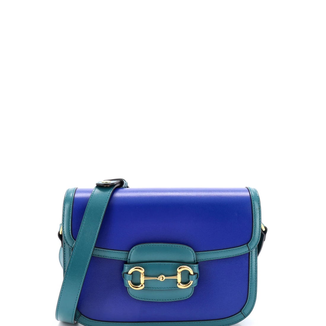 Small leather bag shoulder 1955 Gucci Horsebit: Small leather bag shoulder 1955 Gucci Horsebit Small leather bag shoulder from the iconic Horsebit 1955 collection by Gucci, featuring a classic blue exterior and neutral interior. The bag boasts