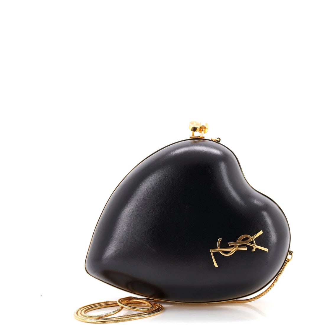 Love Heart Chain Leather Small Clutch Box Saint: Love Heart Chain Leather Small Clutch Box Saint Small in size, yet making a big statement, this Love Heart Chain Leather Small Clutch Box Saint from Saint Laurent boasts a sleek black exterior with
