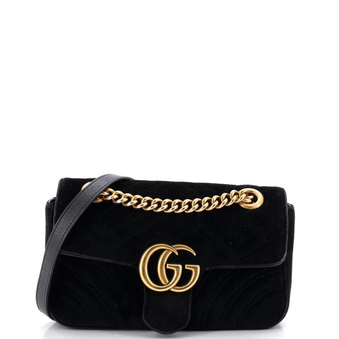 Matelasse velvet mini bag flap marmont Gucci: Matelasse velvet mini bag flap marmont Gucci Matelasse velvet mini bag flap Marmont Gucci in black, featuring the iconic GG Marmont design with satin pink interior and aged gold hardware. This