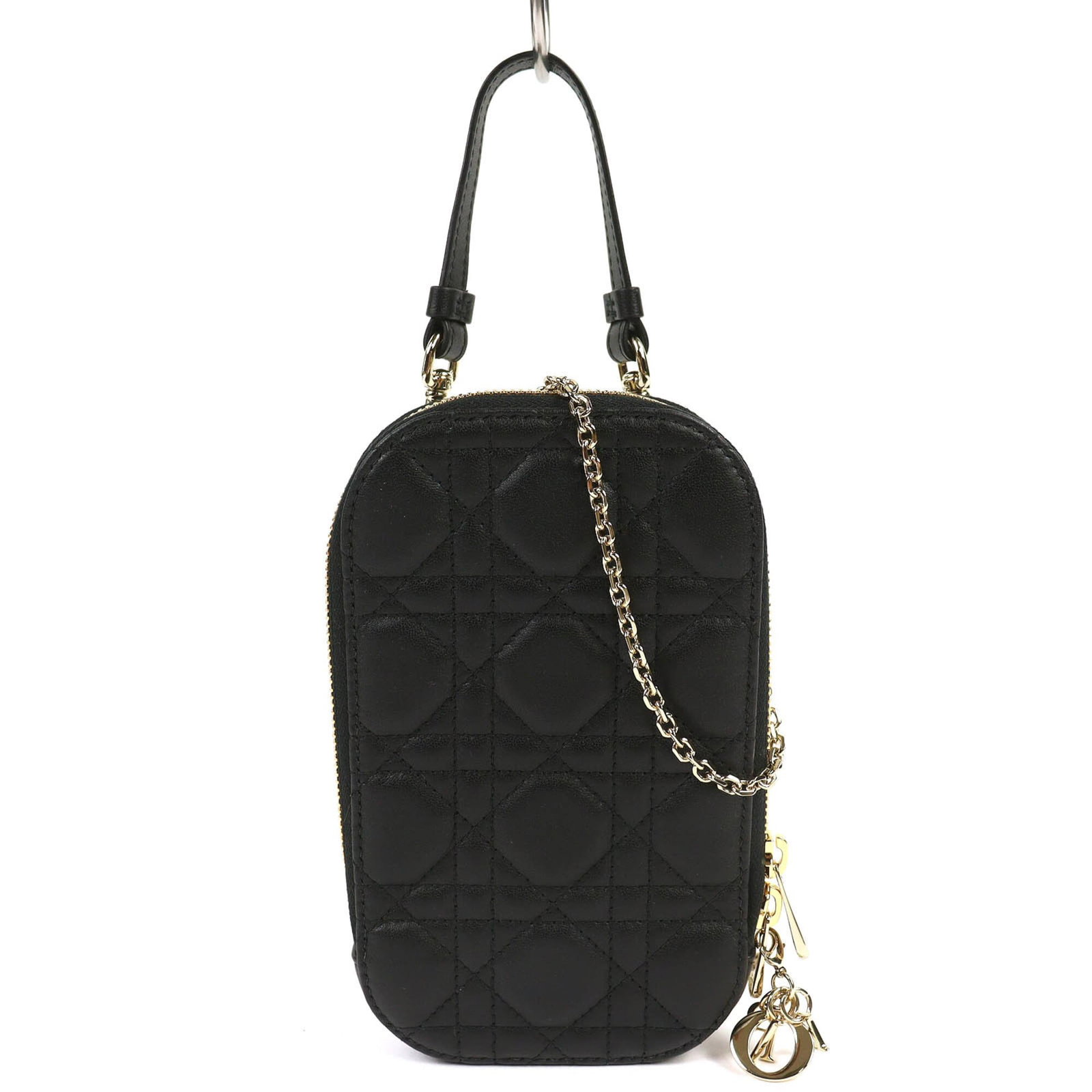 Dior Leather Pouch Christian: Dior Leather Pouch Christian Black leather Dior Christian pouch with clean lines and classic design, measuring 18.2cm x 10.5cm x 2cm in size. Crafted from high-quality leather, this stylish accessory 