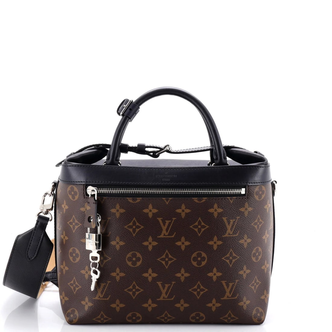 Louis Vuitton City Cruiser Handbag Monogram Canvas and Leather PM: Louis Vuitton City Cruiser Handbag Monogram Canvas and Leather PM Black Louis Vuitton City Cruiser Handbag Monogram Canvas and Leather PM features a canvas-coated leather exterior with scuffs and