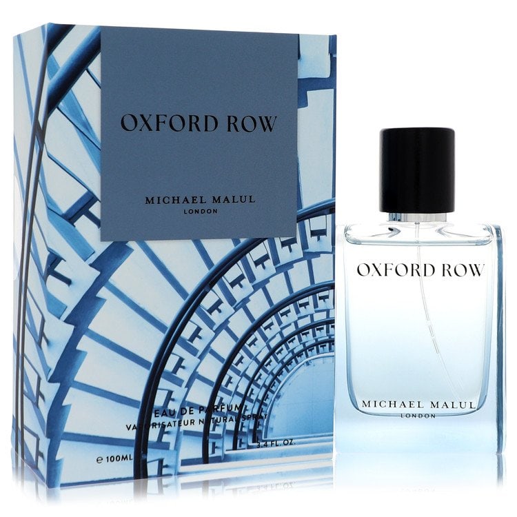 Oxford Row by Michael Malul Eau De Parfum Spray 3.4 oz: Oxford Row by Michael Malul Eau De Parfum Spray 3.4 oz Oxford Row by Michael Malul Eau De Parfum Spray is a men's cologne available in a 3.4 oz size. This fragrance features a scent that bears the sig