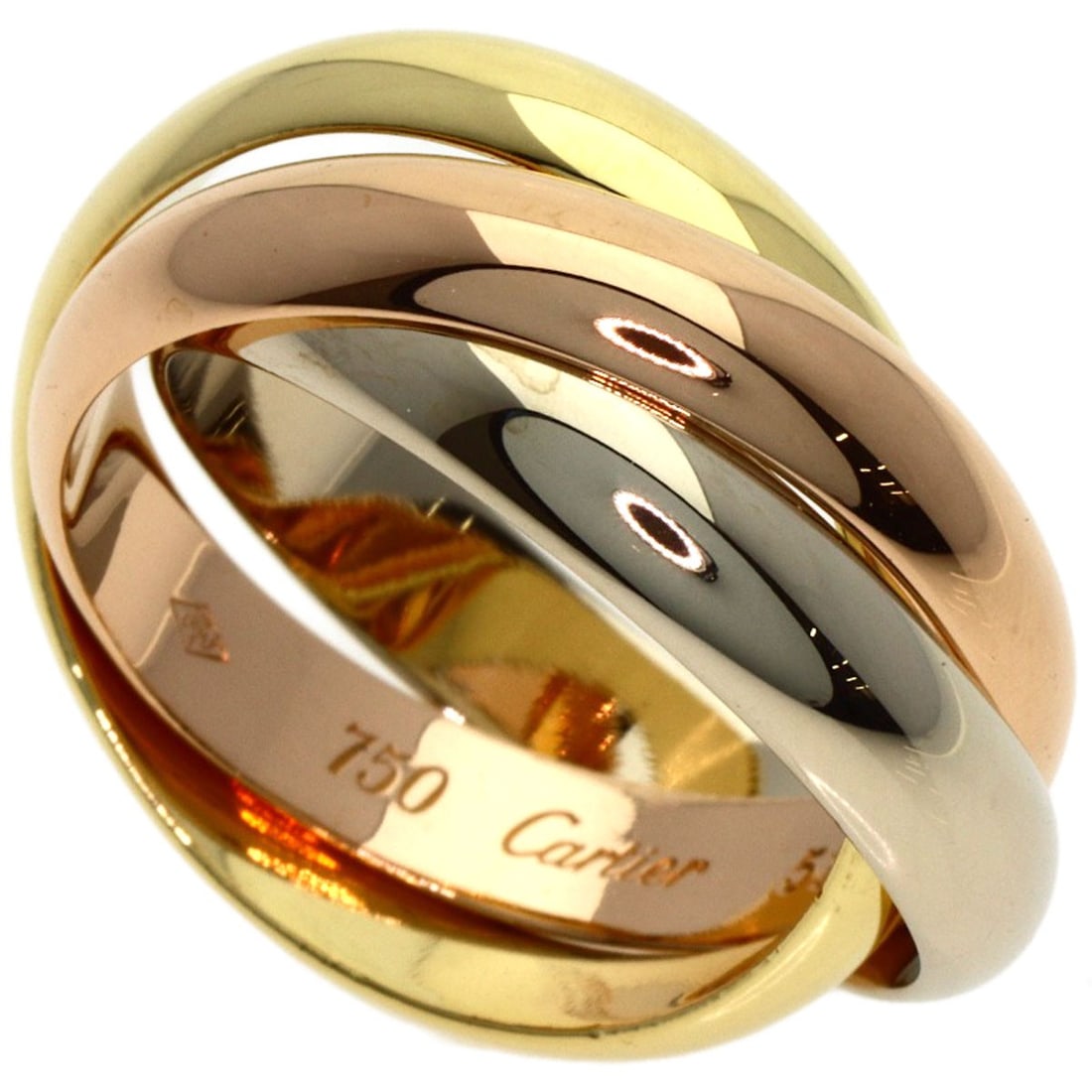 TRINITY RING Cartier #51 YELLOW GOLD WHITE K18: TRINITY RING Cartier #51 YELLOW GOLD WHITE K18 Cartier #51 Trinity Ring in K18 Yellow Gold features a striking gold design with no main stone. This elegant ring boasts the signature of its creator, be