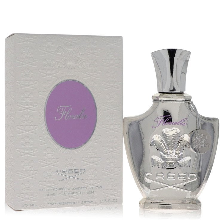 Floralie by Creed Eau De Parfum Spray 2.5 oz: Floralie by Creed Eau De Parfum Spray 2.5 oz Floralie by Creed Eau De Parfum Spray offers a floral aroma with top notes of lilac, Bulgarian Rose, tuberose and tagetes. The scent features heart notes