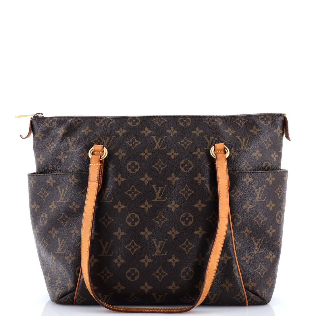 Handbag Monogram Canvas Louis Vuitton Totally MM: Handbag Monogram Canvas Louis Vuitton Totally MM Canvas Coated Louis Vuitton Totally MM Handbag in Brown, featuring the iconic monogram canvas design. With its classic shoulder bag style and gold