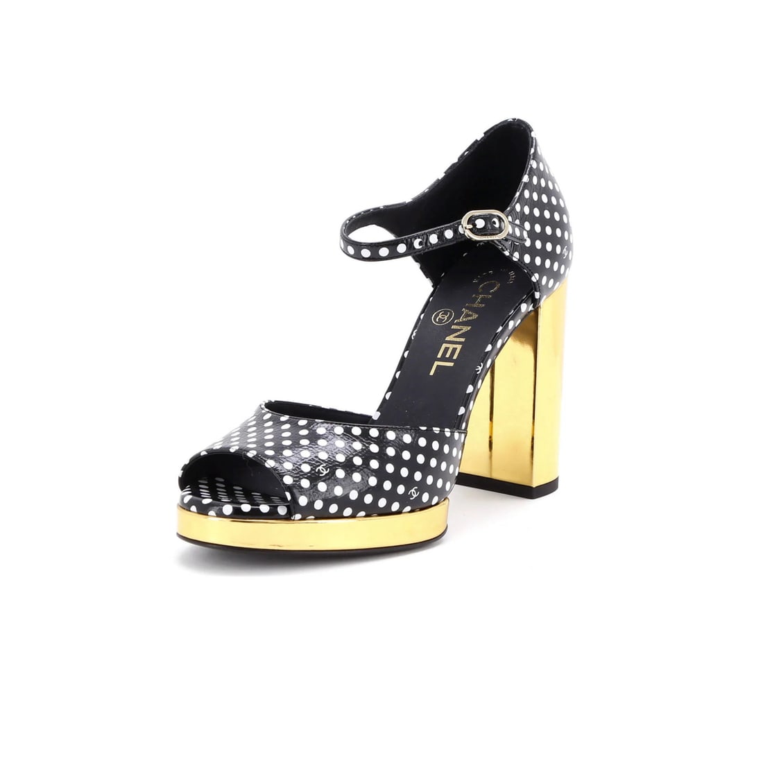 Chanel Women's Ankle Strap Platform Sandals Printed Leather (1 of 5)