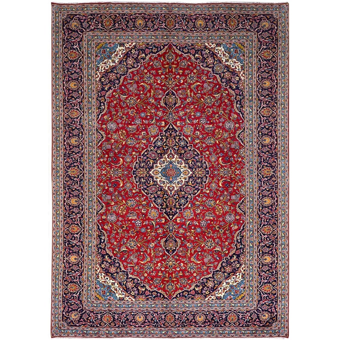 9'8"x12'10" Red Zoroastrian Kishoon Hand Knotted Soft Wool Oriental Rug: 9'8"x12'10" Red Zoroastrian Kishoon Hand Knotted Soft Wool Oriental Rug 9'8" x 12'10" Red Zoroastrian Kishoon Hand Knotted Soft Wool Oriental Rug, crafted in traditional Turkish style with a