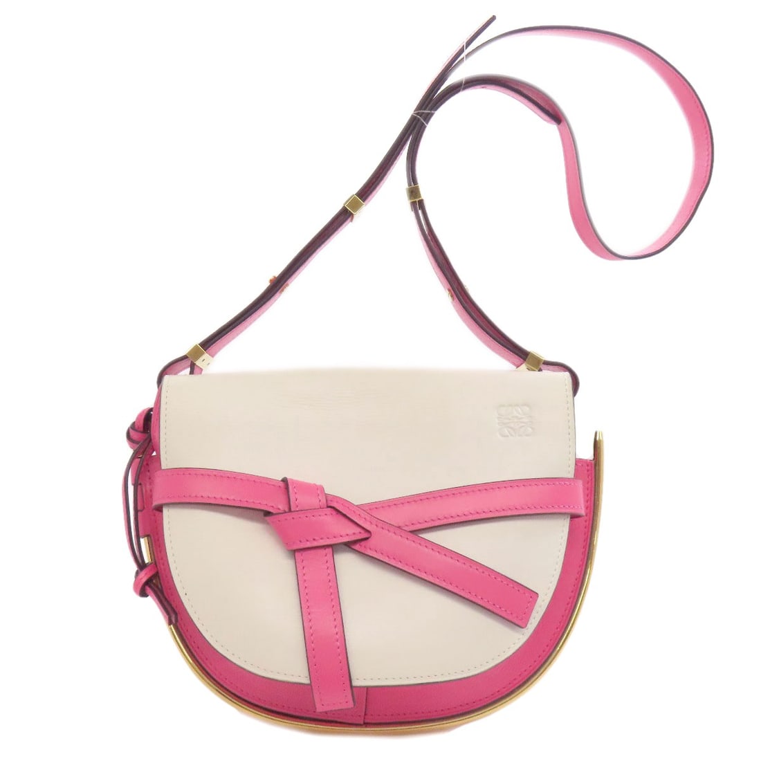 Leather Gate Bag Shoulder Loewe Bag: Leather Gate Bag Shoulder Loewe Bag White leather shoulder bag with a classic design, featuring a timeless style and clean lines. This LOEWE bag is made from high-quality leather, showcasing its