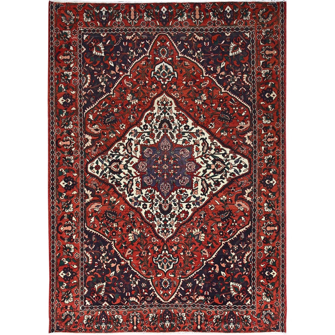 8'7"x11'2" Turkey Red Extra Soft Wool Vintage Baktiarjoon Oriental Rug (1 of 12)