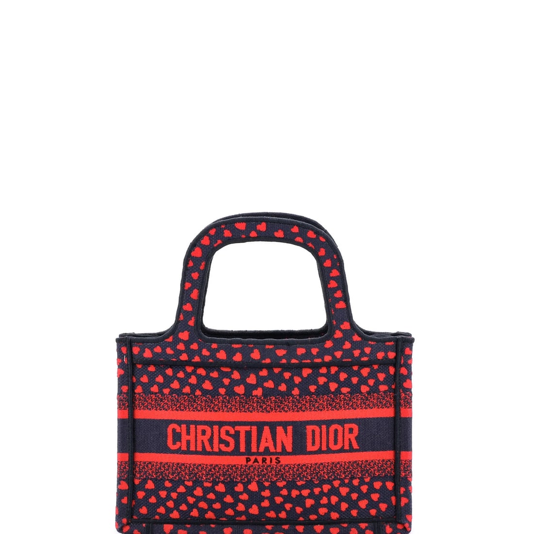 Christian Dior Book Tote Canvas Paris Embroidered Mini Heart I Love: Christian Dior Book Tote Canvas Paris Embroidered Mini Heart I Love Canvas Mini Book Tote with Paris Embroidered Heart, Dior's Multicolor Design. This charming mini tote features a canvas exterior wit