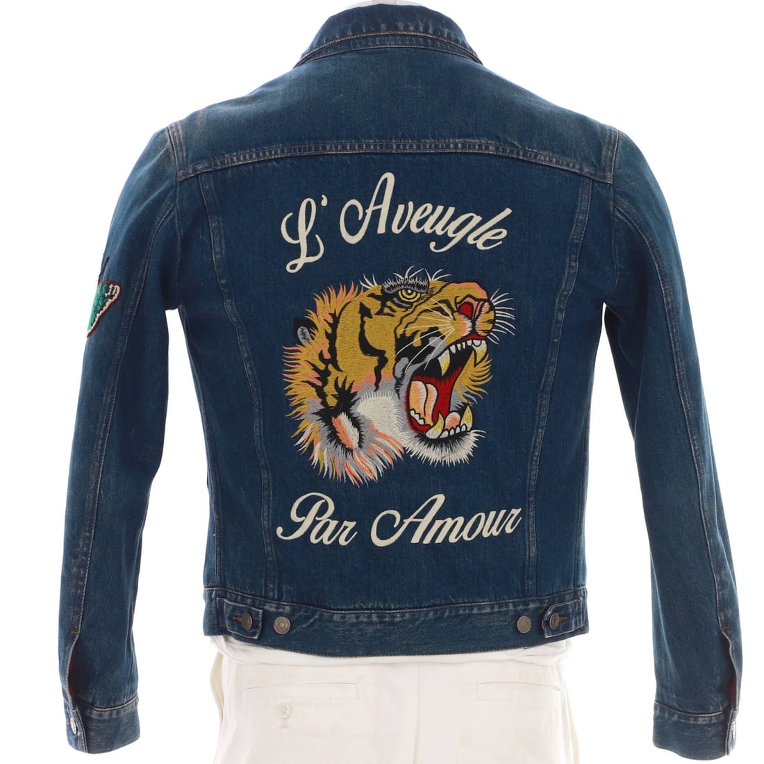 Button up jacket with embroidered denim - 2