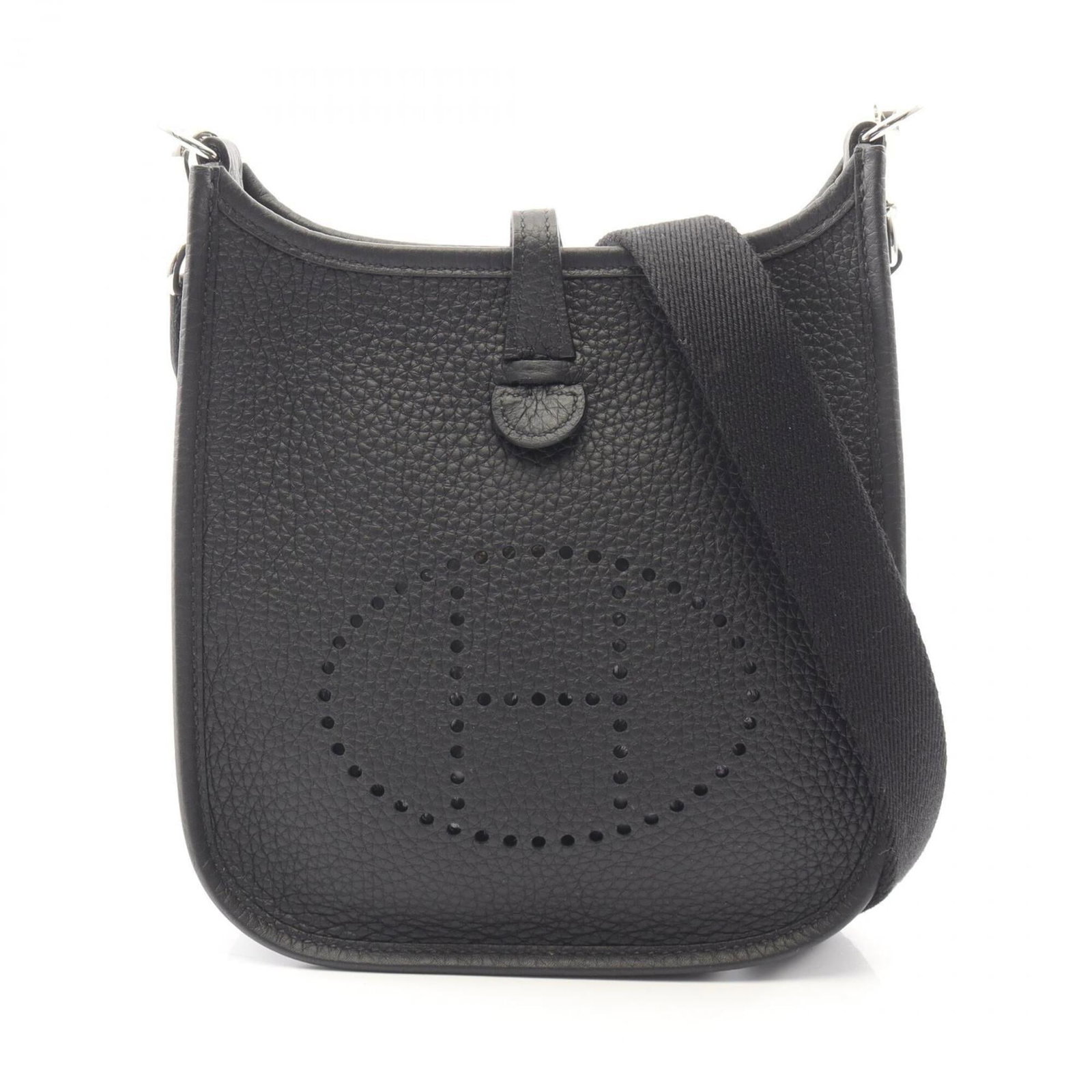 Clemence Taurillon Leather Shoulder Bag: Clemence Taurillon Leather Shoulder Bag The Clemence Taurillon Leather Shoulder Bag features high-quality Taurillon clemence leather in black, providing a sleek and sophisticated look. Measuring 18cm 
