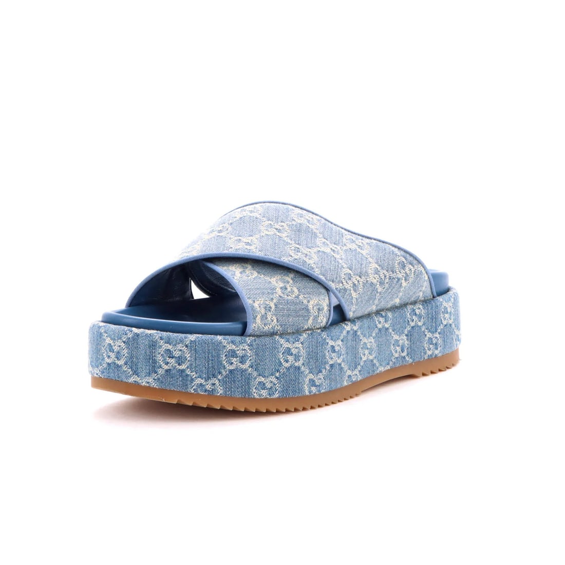 Gucci Women's Criss cross platform slide sandals in denim (1 of 6)