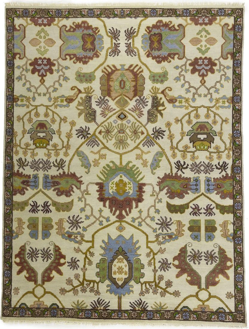 9X12 Hand-Knotted Wool Oushak Chobi Oriental Rug Living Room Bedroom Decor Hand-Knotted: 9X12 Hand-Knotted Wool Oushak Chobi Oriental Rug Living Room Bedroom Decor Hand-Knotted Hand-knotted with wool and cotton, this traditional-style Oushak Chobi Oriental rug boasts a stunning floral pat