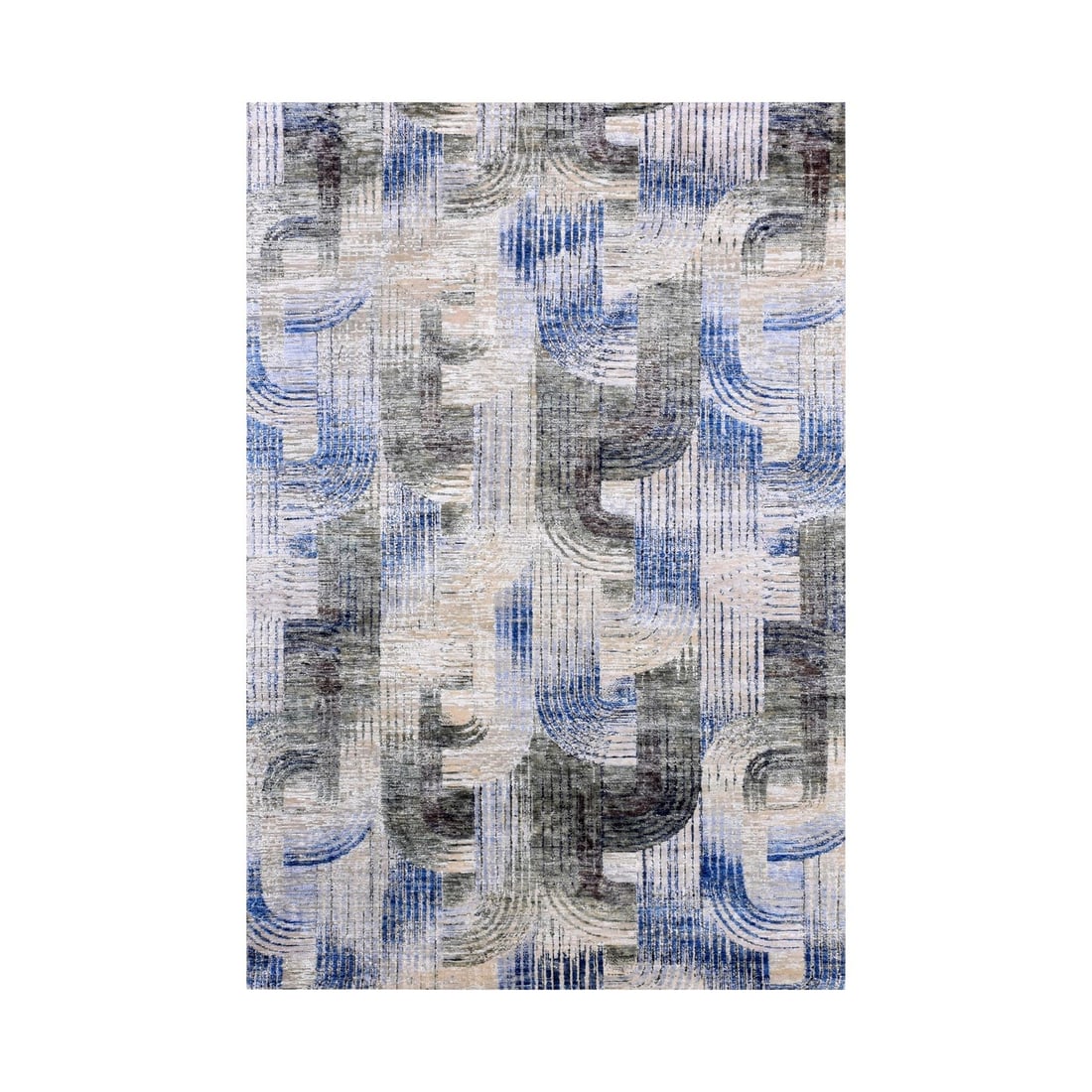 Intertwined passage hand knotted silk rug textured wool (1 of 11)